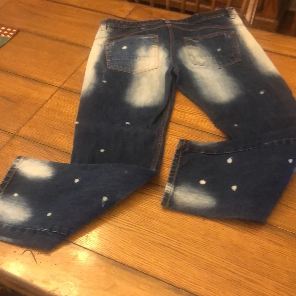 Mens Encrypted Jeans 38 x 31 Denim Distress Bleached - Picture 8 of 15